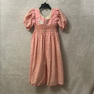 Charming Mother Goose Pink Plaid Kids Casual Dress